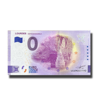 0 Euro Souvenir Banknote Lourdes France UEEM 2022-3