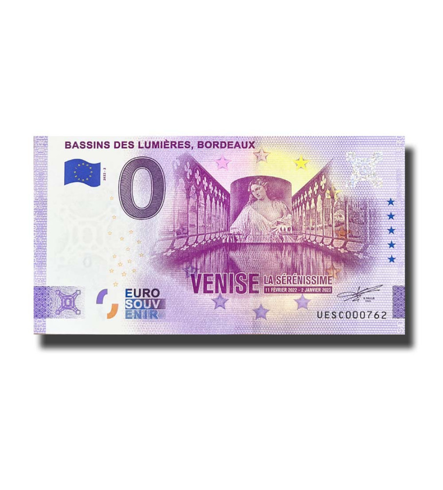 0 Euro Souvenir Banknote Bassins Des Lumieres Bordeaux France UESC 2022-3