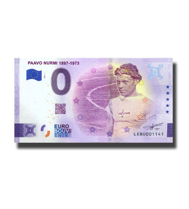 0 Euro Souvenir Banknote  Paavo Nurmi 1897-1973 Finland LEBU 2022-1