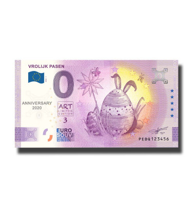 Anniversary 0 Euro Souvenir Banknote Vrolijk Pasen Netherlands PEBQ 2022-1