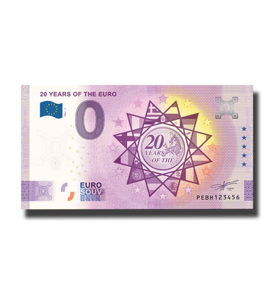 0 Euro Souvenir Banknote 20 Years of the Euro Netherlands PEBH 2022-2