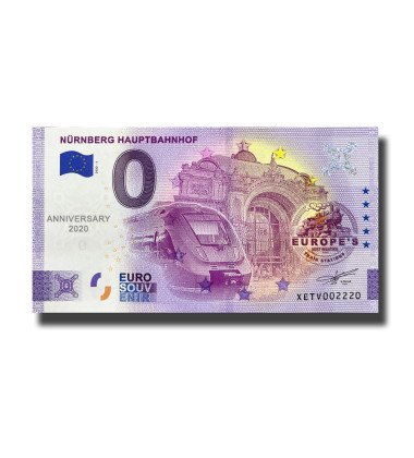 Anniversary 0 Euro Souvenir Banknote Nurnberg Hauptnahnhof Germany XETV 2022-1