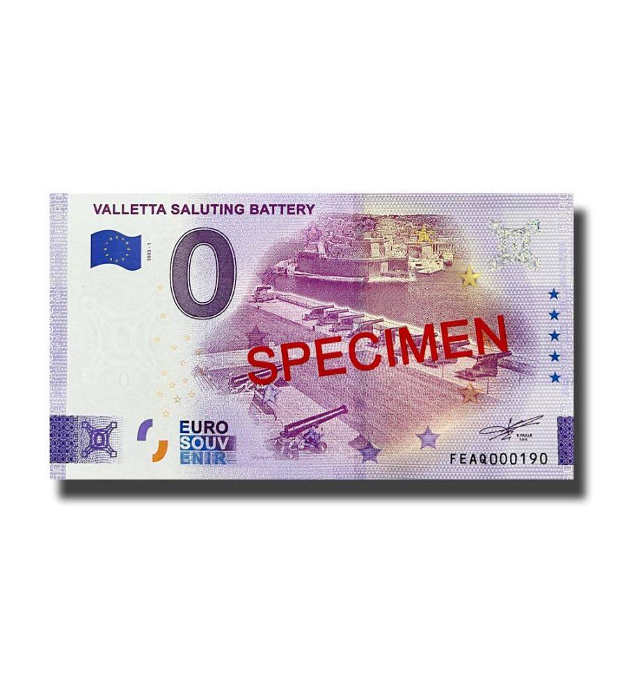 0 Euro Souvenir Banknote Valletta Saluting Battery SPECIMEN Malta FEAQ 2022-1