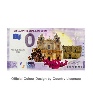 Anniversary 0 Euro Souvenir Banknote Mdina Cathedral & Museum Colour Malta FEAP 2022-1