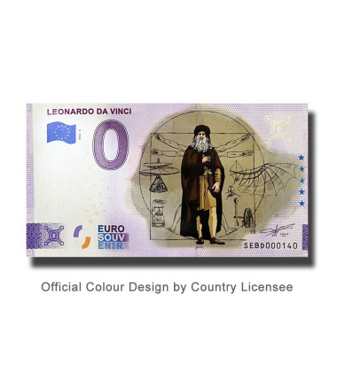 0 Euro Souvenir Banknote Leonardo Da Vinci Colour Italy SEBD 2022-2