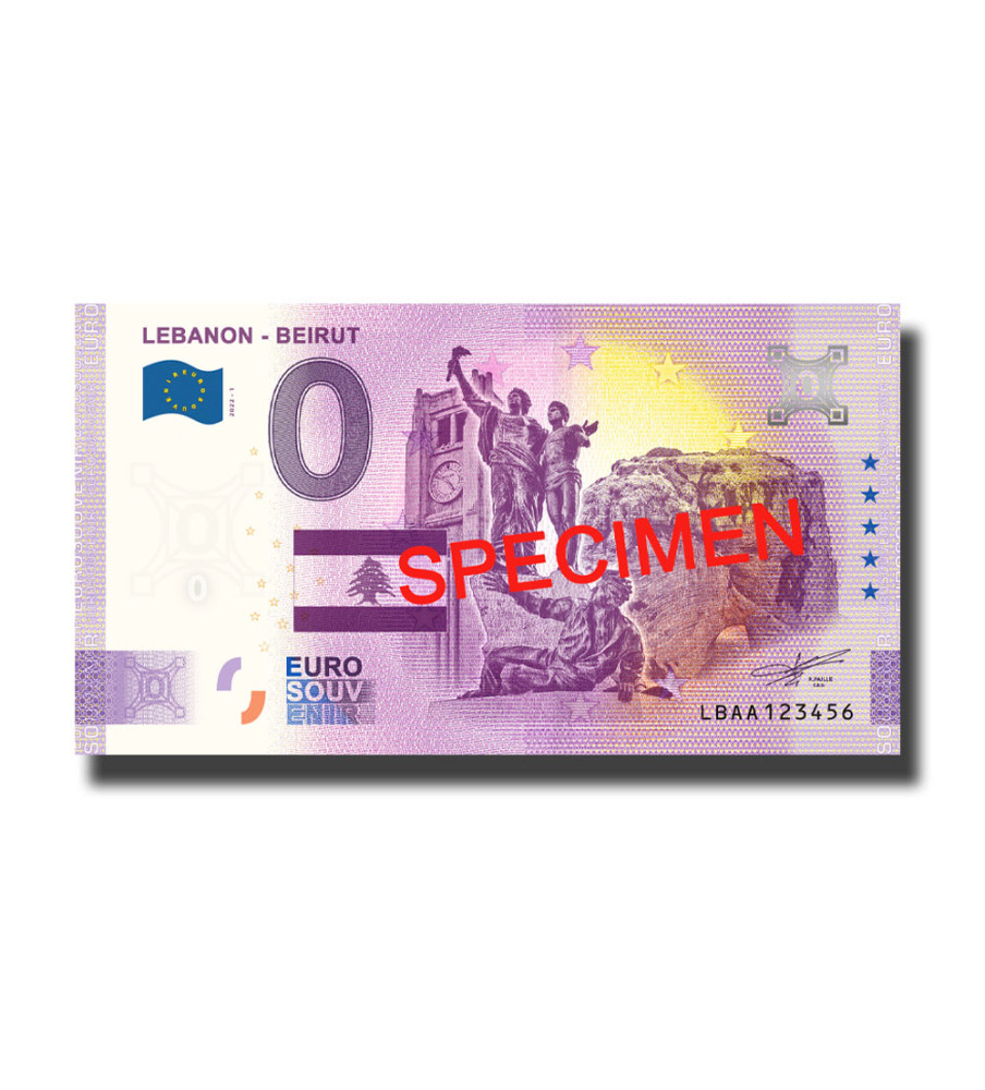 0 Euro Souvenir Banknote Lebanon Beirut Specimen Lebanon LBAA 2022-1