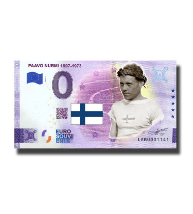 0 Euro Souvenir Banknote Paavo Nurmi 1897-1973 Colour Finland LEBU 2022-1