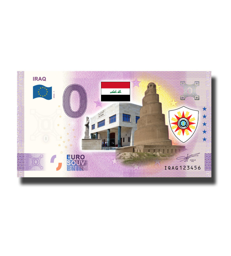 0 Euro Souvenir Banknote Colour Iraq IQAG 2022-1