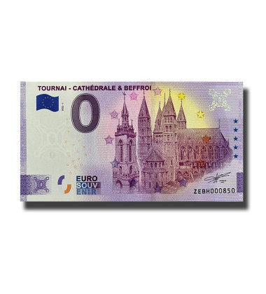 0 Euro Souvenir Banknote Tournai Cathedrale & Beffroi Belgium ZEBH 2022-1