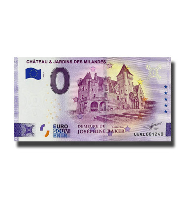 0 Euro Souvenir Banknote Chateau & Jardins Des Milandes France UEQL 2022-1