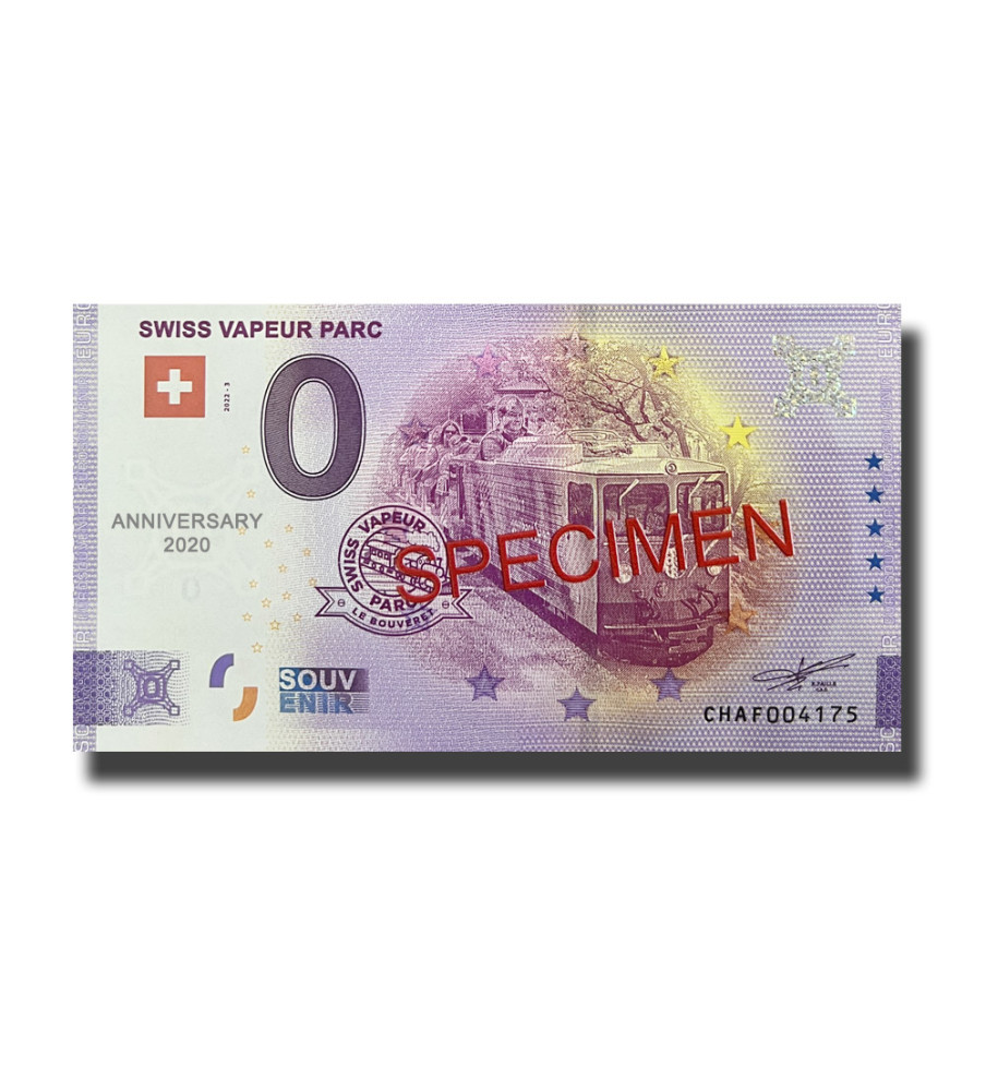 0 Euro Souvenir Banknote SWISS VAPEUR PARC Specimen Switzerland CHAF 2022-3