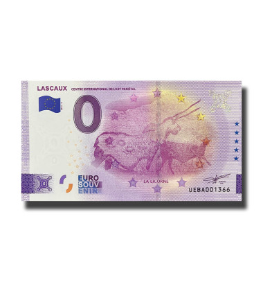 0 Euro Souvenir Banknote Lascaux France UEBA 2022-8