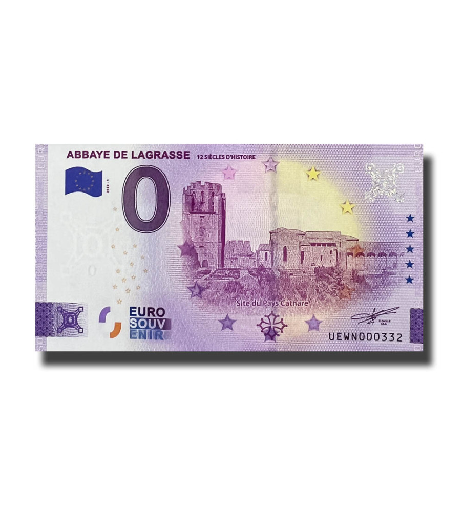 0 Euro Souvenir Banknote Abbaye De La Grasse France UEWN 2022-1