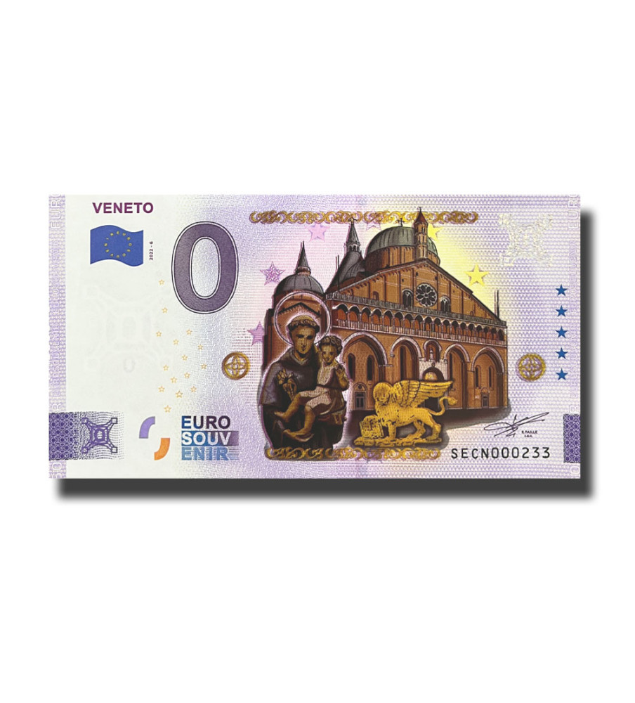 0 Euro Souvenir Banknote Veneto Colour Italia SECN 2022-6