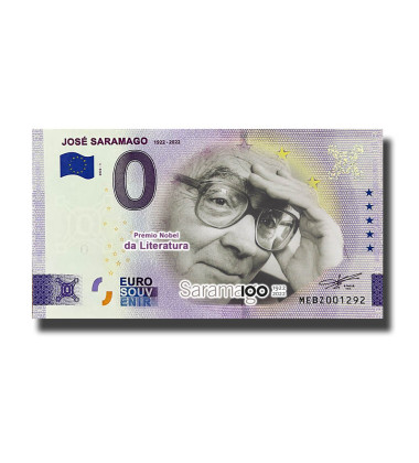 0 Euro Souvenir Banknote Jose Saramango Colour Portugal MEBZ 2022-1