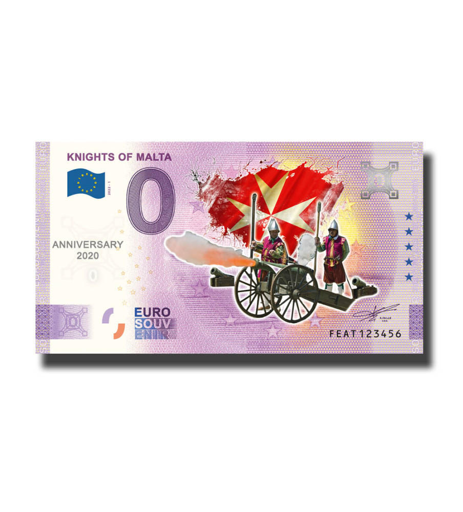 Anniversary 0 Euro Souvenir Banknote Knights of Malta Colour Malta FEAT 2022-1