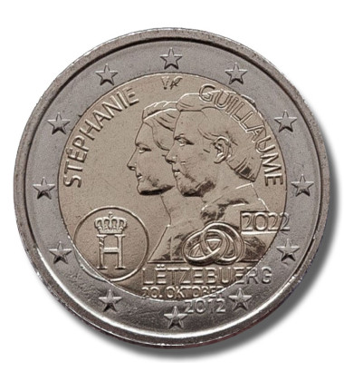 2022 Luxembourg 10th Wedding Anniversary 2 Euro Coin