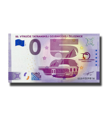 0 Euro Souvenir Banknote 50. Vyrocie Tatranskej Ozubnicovej Zeleznice Slovakia EEDF 2021-1