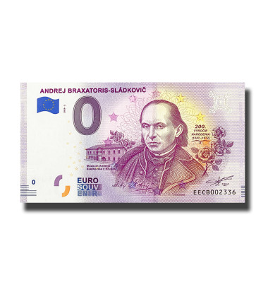 0 Euro Souvenir Banknote Andrej Braxatoris-Sladkovic Slovakia EECB 2020-2