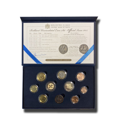 2015 MALTA COIN SET INCL 2 EURO COMM 'F' Mint Mark