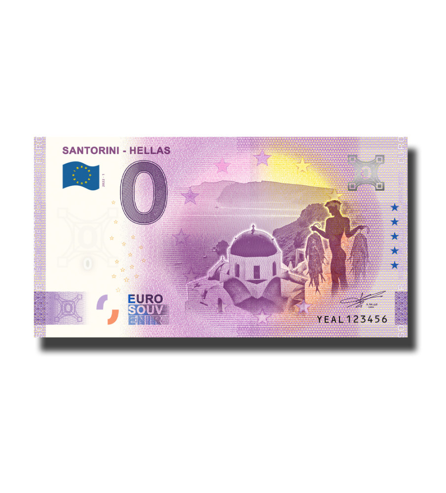 0 Euro Souvenir Banknote Santorini - Hellas Greece YEAL 2022-1