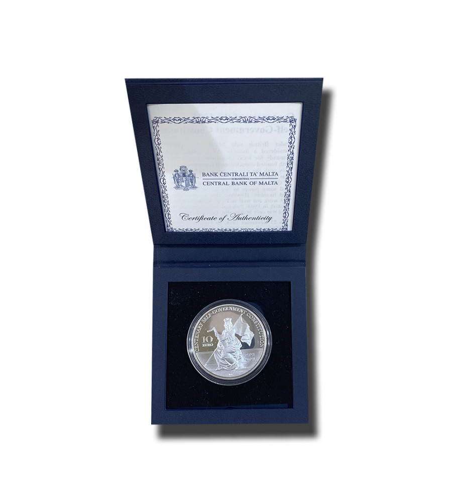 2021 Malta Centenary Self Government Constitution €10 Silver Coin Proof