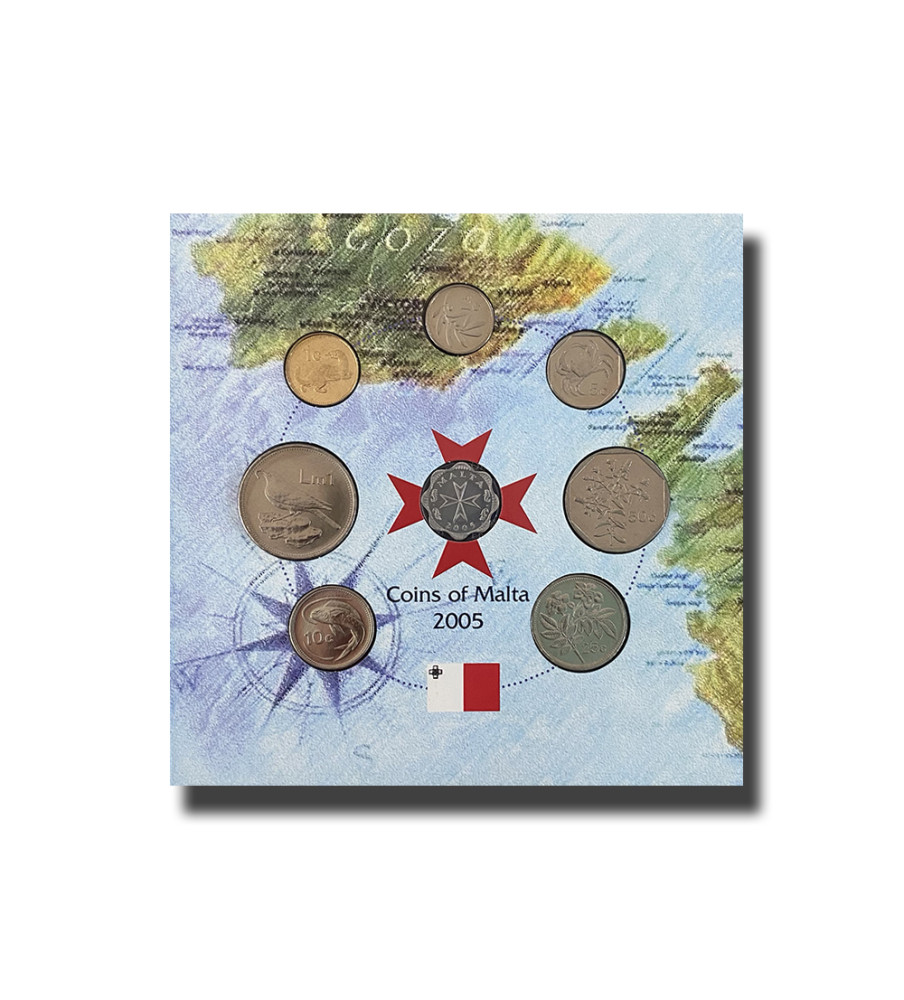 2005 MALTA DECIMAL COIN SET BRILLIANT UNCIRCULATED COPPER NICKEL