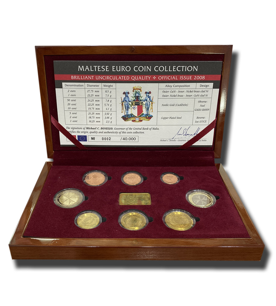 2008 Malta Euro Coin Set Certificate number 00002