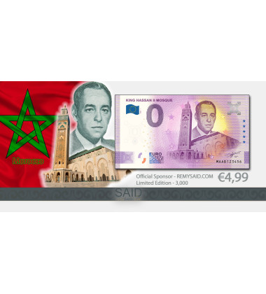 0 Euro Souvenir Banknote King Hassan II Mosque Morocco MAAB 2022-1