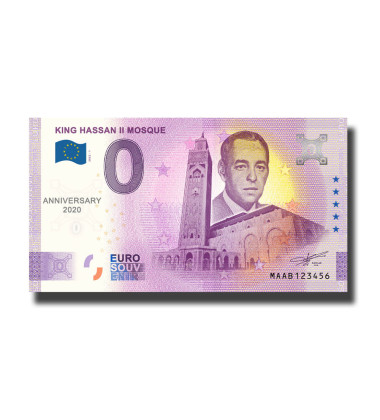 Anniversary 0 Euro Souvenir Banknote King Hassan II Mosque Morocco MAAB 2022-1