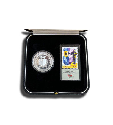 2018 Malta Valletta European City of Culture €10 Silver Coin Proof and Silver Stamp