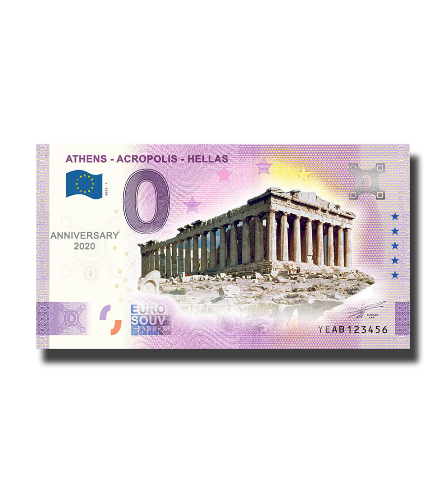 Anniversary 0 Euro Souvenir Banknote Athens - Acropolis - Hellas Colour Greece YEAB 2022-1