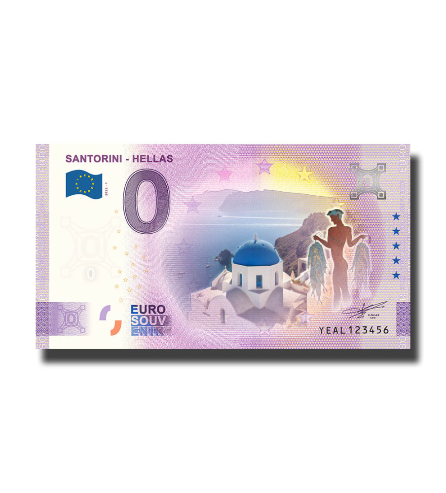 0 Euro Souvenir Banknote Santorini - Hellas Colour Greece YEAL 2022-1