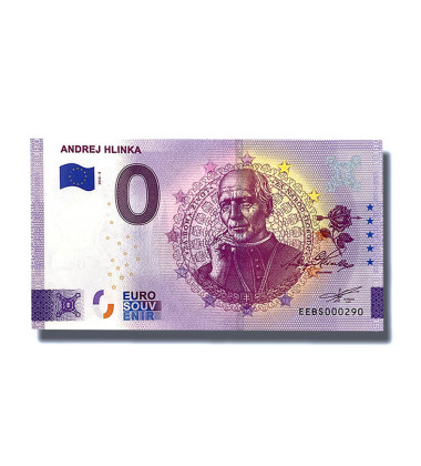 0 Euro Souvenir Banknote Andrej Hlinka Slovakia EEBS 2022-5