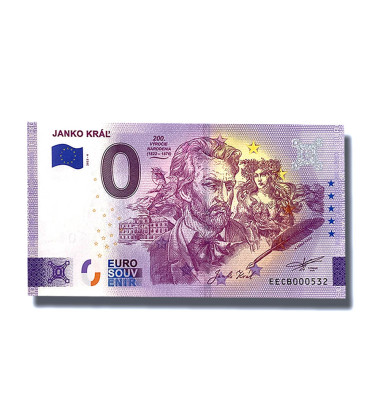 0 Euro Souvenir Banknote Janko Kral' Slovakia EECB 2022-4