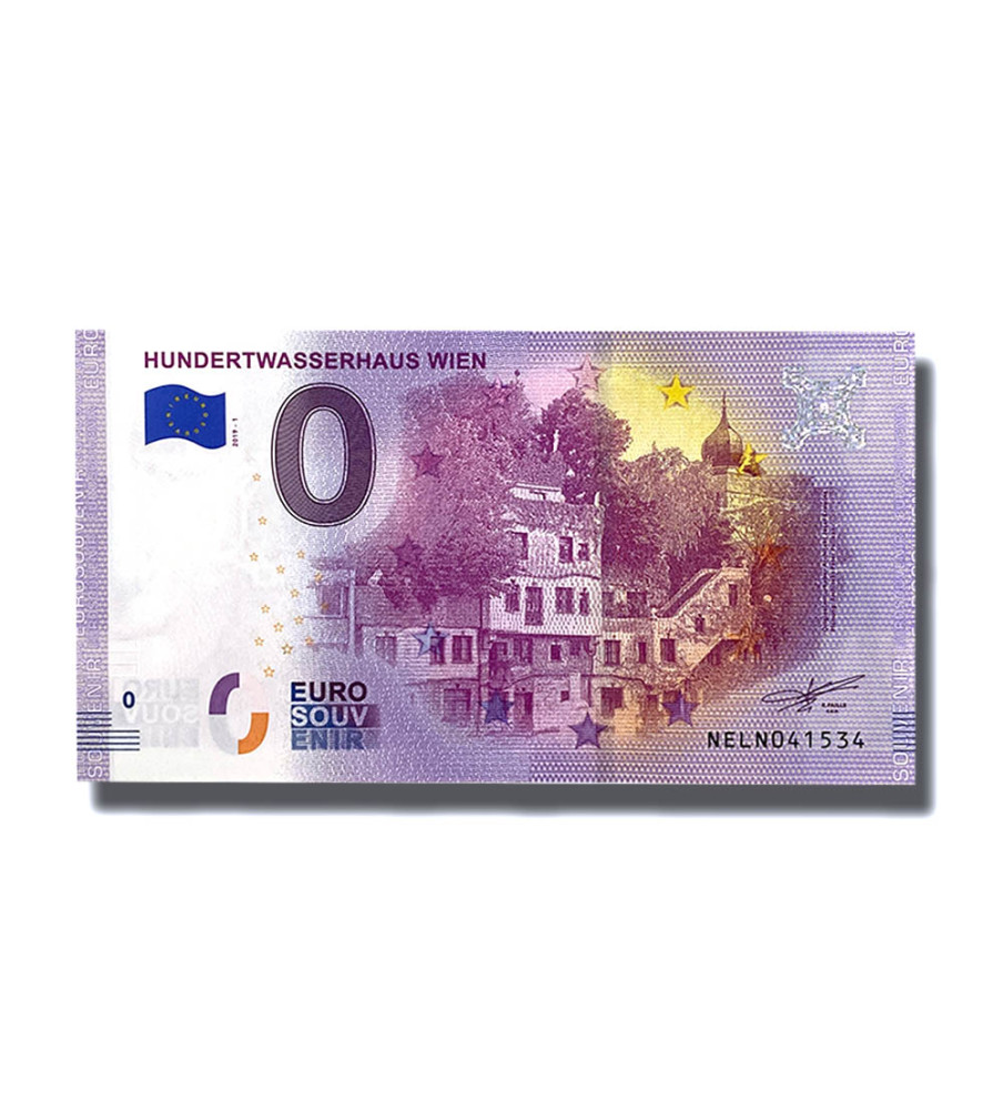 0 Euro Souvenir Banknote Hundertwasserhaus Wein Austria NELN 2019-1