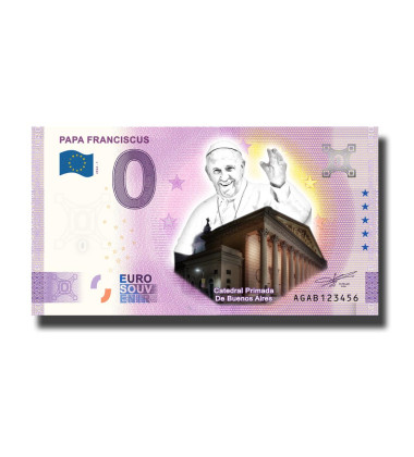 0 Euro Souvenir Banknotes Papa Franciscus Colour Argentina AGAB 2022-1