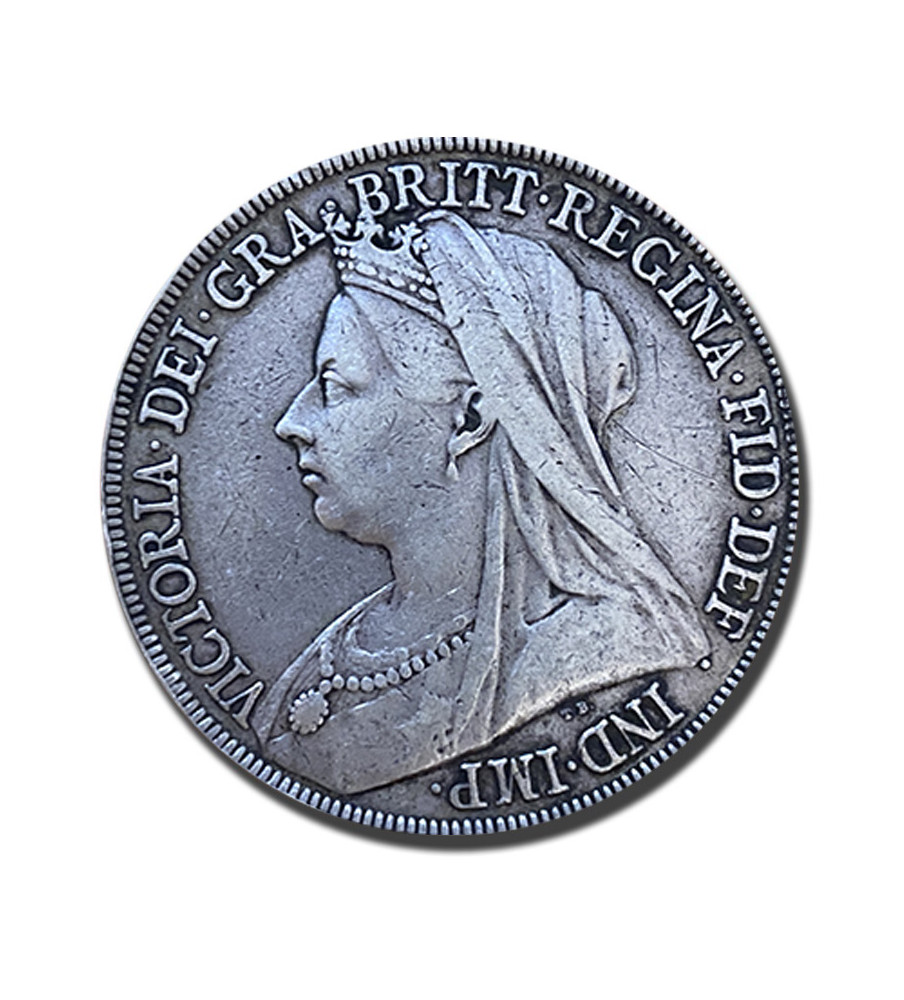 1896 British Silver Crown 5 Shillings Victoria Coin