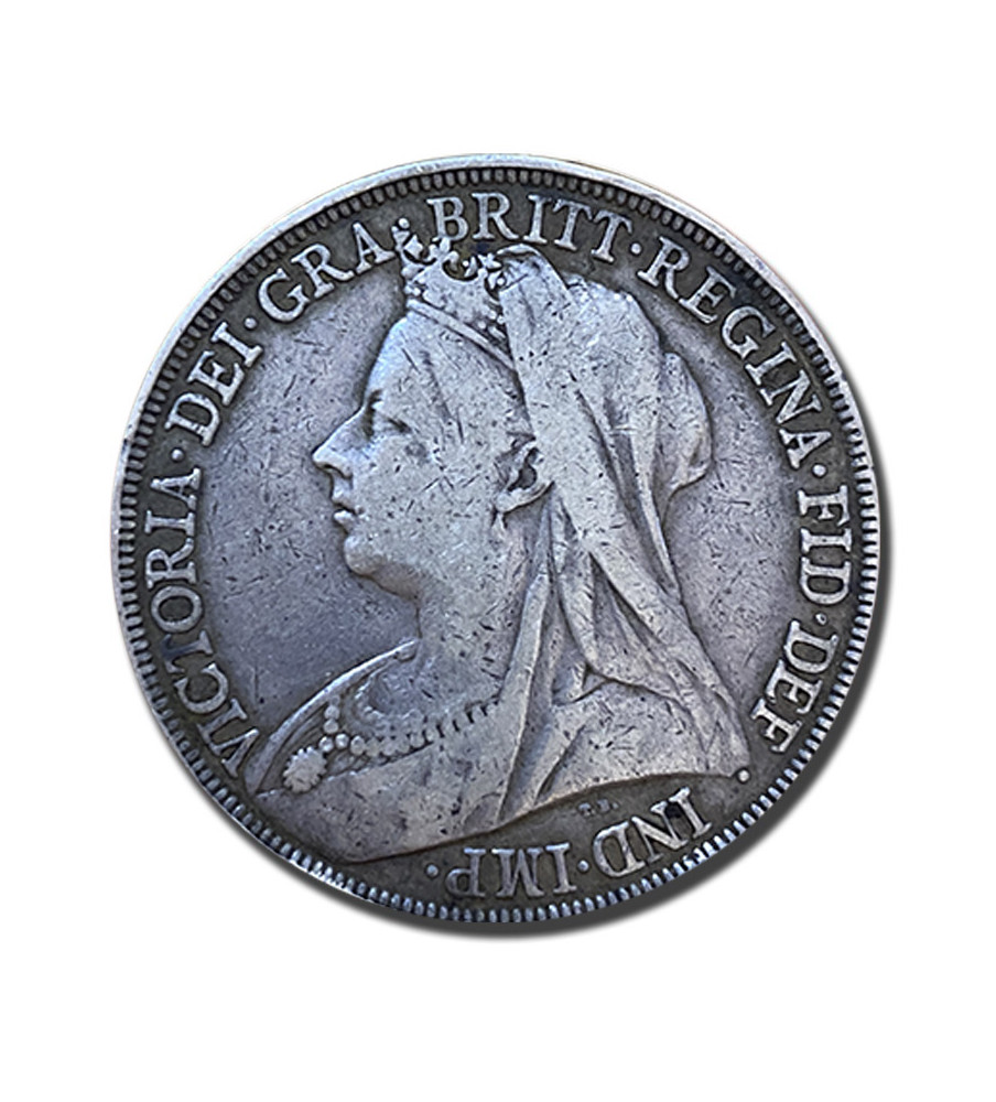 1897 British Silver Crown 5 Shillings Victoria Coin