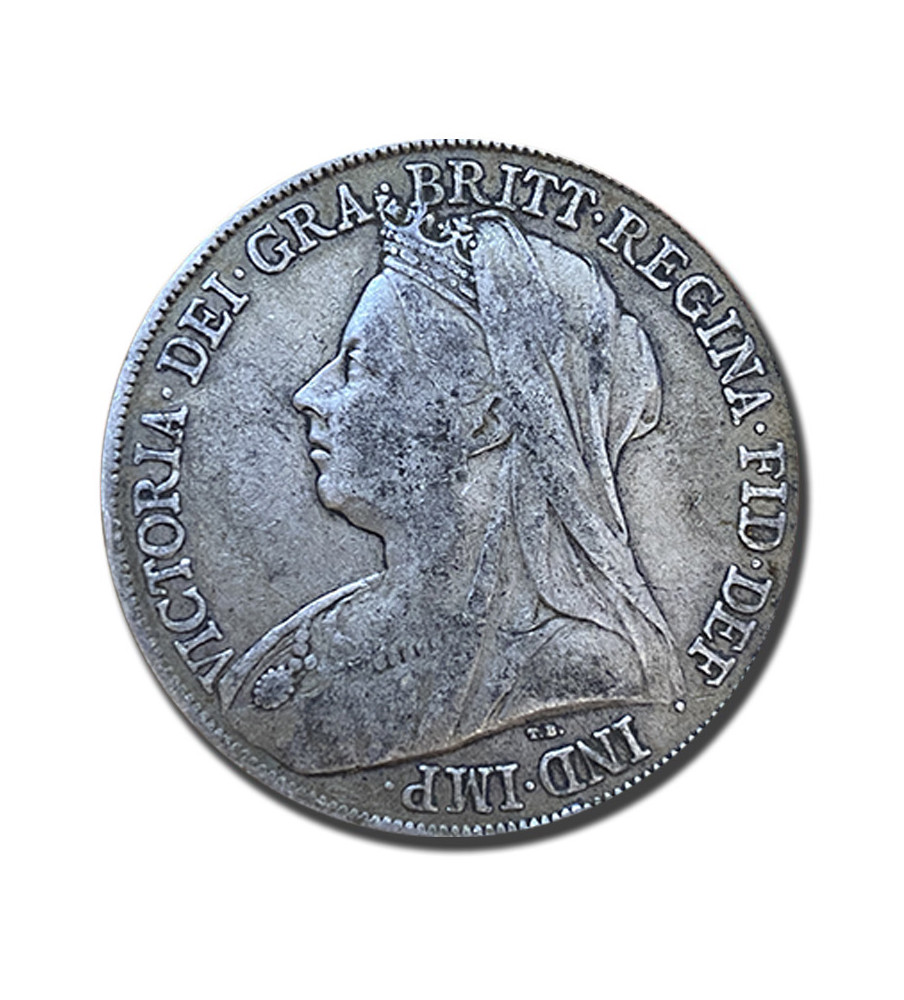 1899 British Silver Crown 5 Shillings Victoria Coin