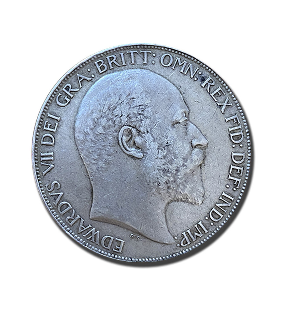 1902 British Silver Crown 5 Shillings Edward VII Coin