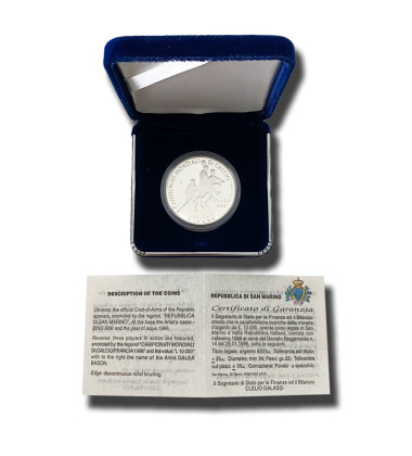 1998 San Marino FIFA World Cup 10000 Lira Silver Coin 22g Proof