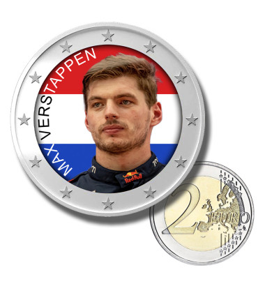 2 Euro Coloured Coin Racing Driver - Max Verstappen