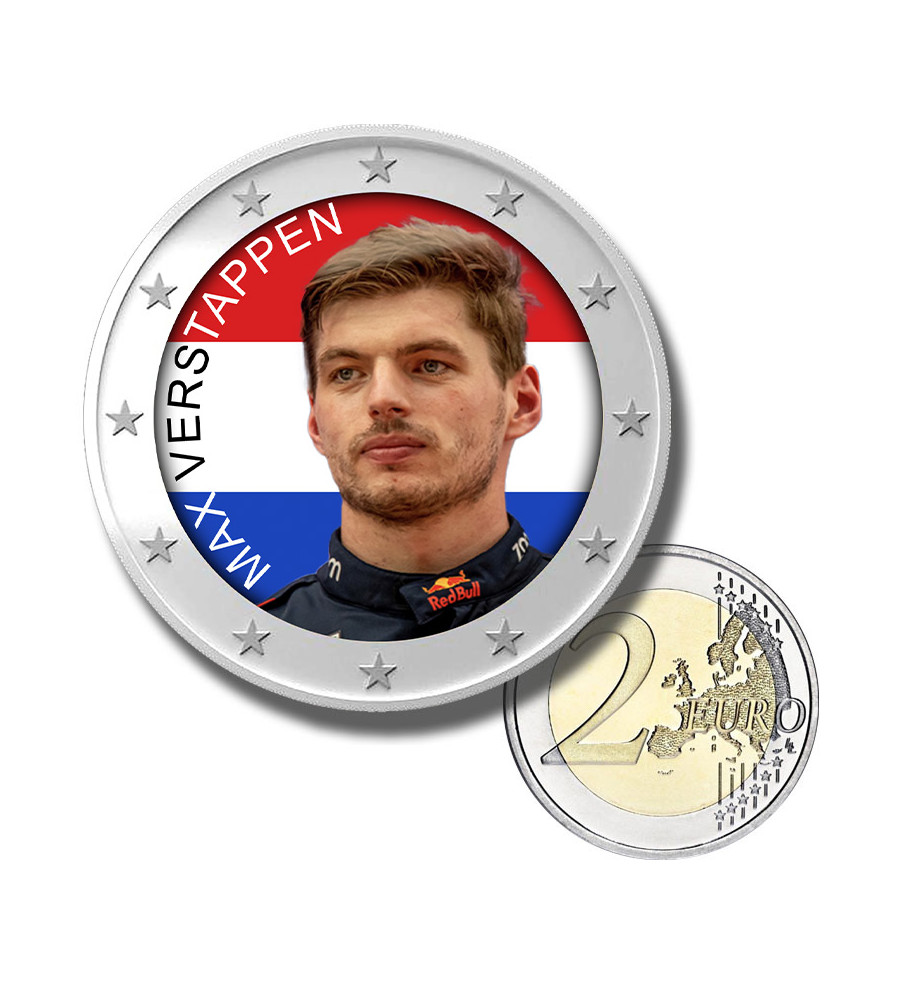 2 Euro Coloured Coin Racing Driver - Max Verstappen