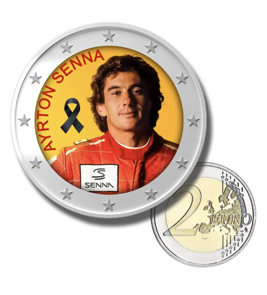 2 Euro Coloured Coin Racing Driver - Ayrton Senna