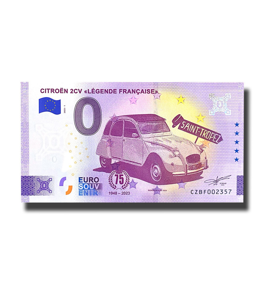 0 Euro Souvenir Banknote Citroen 2CV "Legende Francaise" Czech Republic CZBF 2023-1