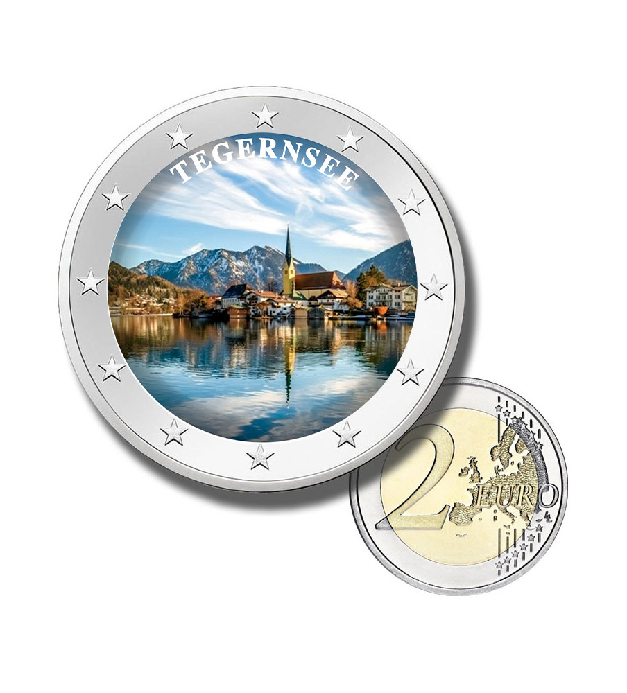 2 Euro Coloured Coin Alpine Lake - Tegernsee