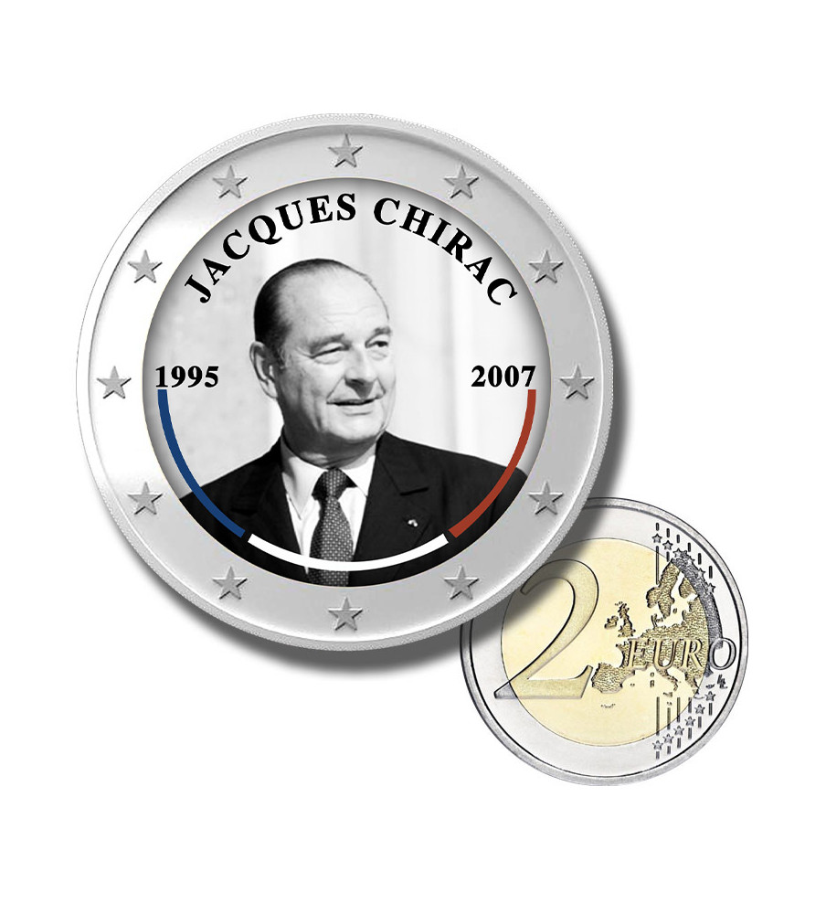 2 Euro Coloured Coin Jacques Chirac - President of France