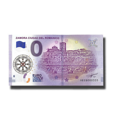 0 Euro Souvenir Banknote Zamora Ciudad Del Romanico Spain VECG 2019-1 with Colour Stamp In Official Folder