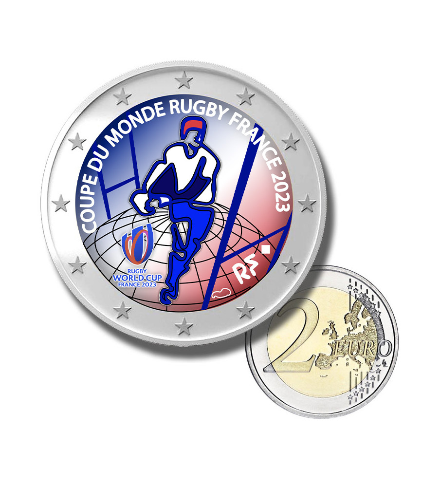 2 Euro Coloured Coin 2023 France World Cup Rugby